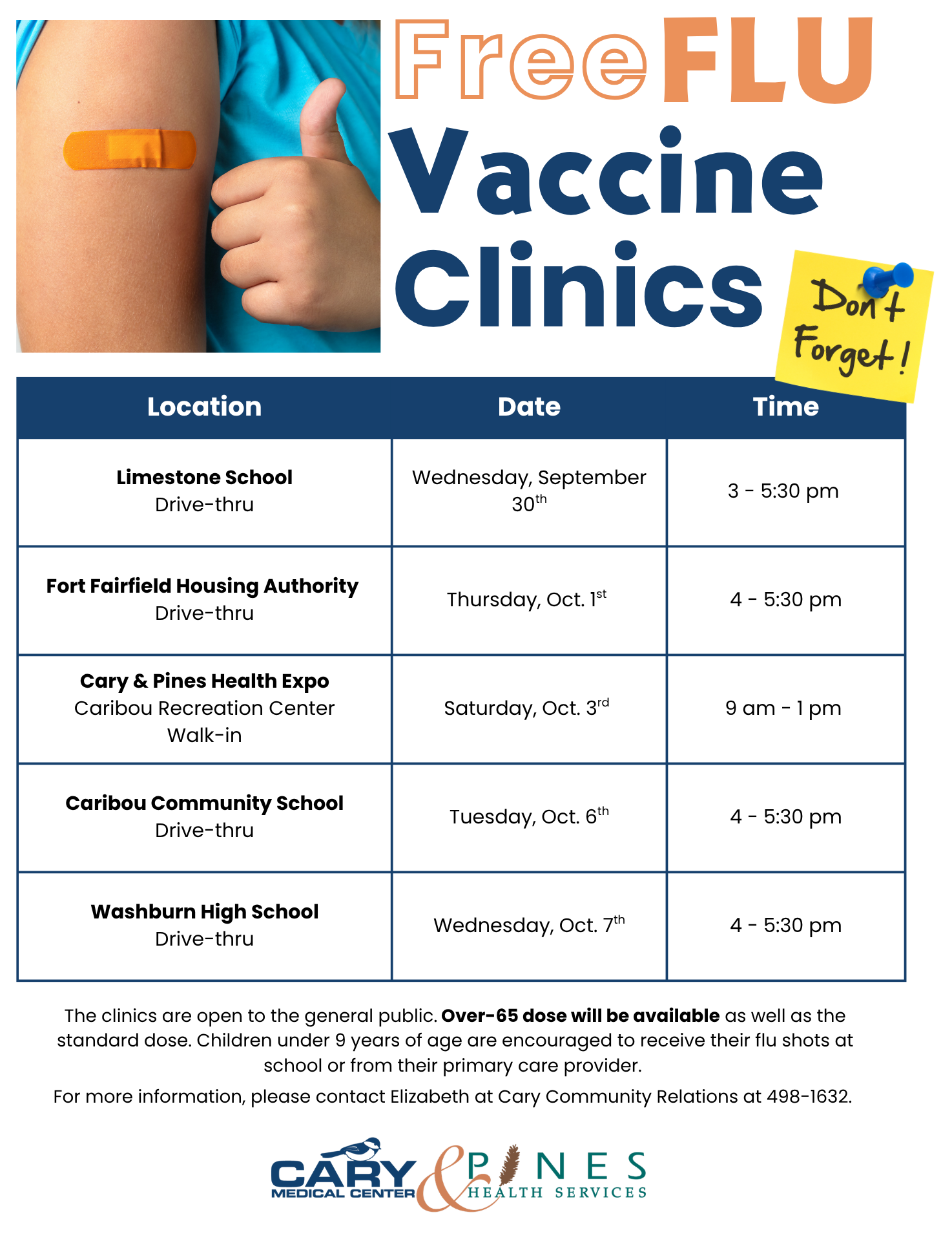Free flu vaccine clinic flyer